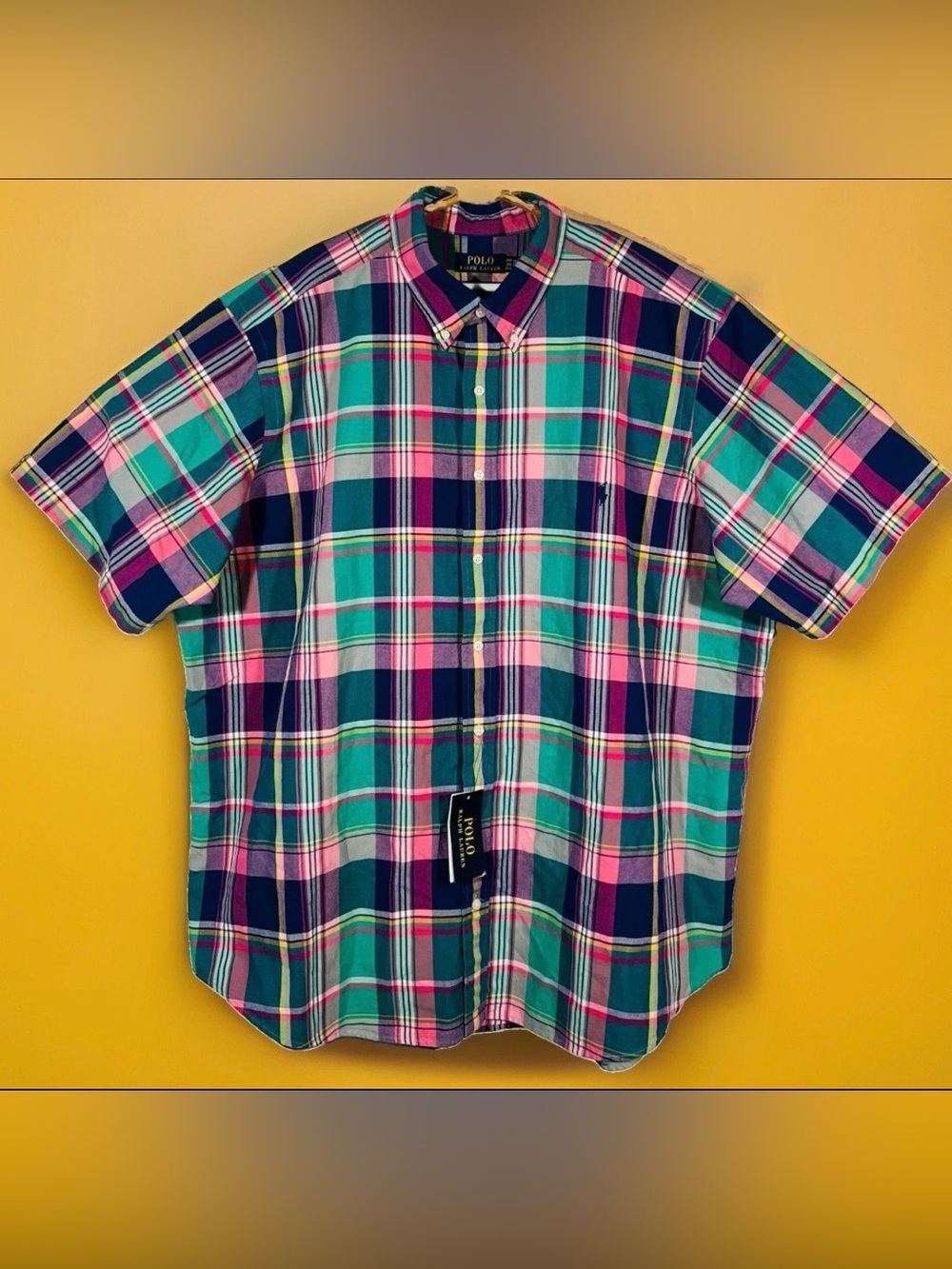 NWT Polo Ralph Lauren Plaid Oxford Shirt Big & Tall 2XB 2TG Green Pink Madras SS